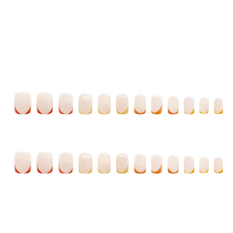 Simple & Cute Wearable Red/Yellow Nail Art Tips - Set of 24 Fashionable Fake Nails