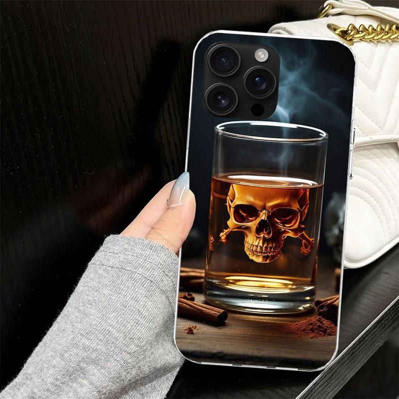 Cigar Whiskey Ice Drink Case for iPhone 17 Air 16 16E 15 14 11 Pro Max Soft Phone Cover 12 13 Mini 7 SE 2020 8 Silicone Black Ca