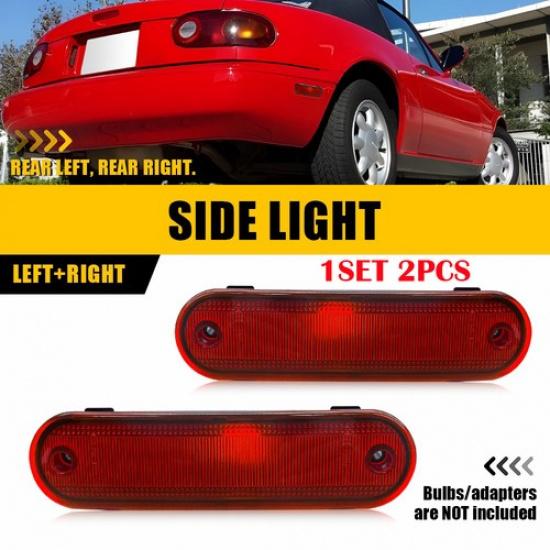 2-8PC For 90-05 Mazda Miata MX-5 Amber Red Front Rear Side Marker Light Housings