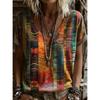 Women's Vintage Classic Stylish V Neck Short Sleeve Long T-Shirt Floral Plants Graphic Print Casual Daily Tops for Spring Summer