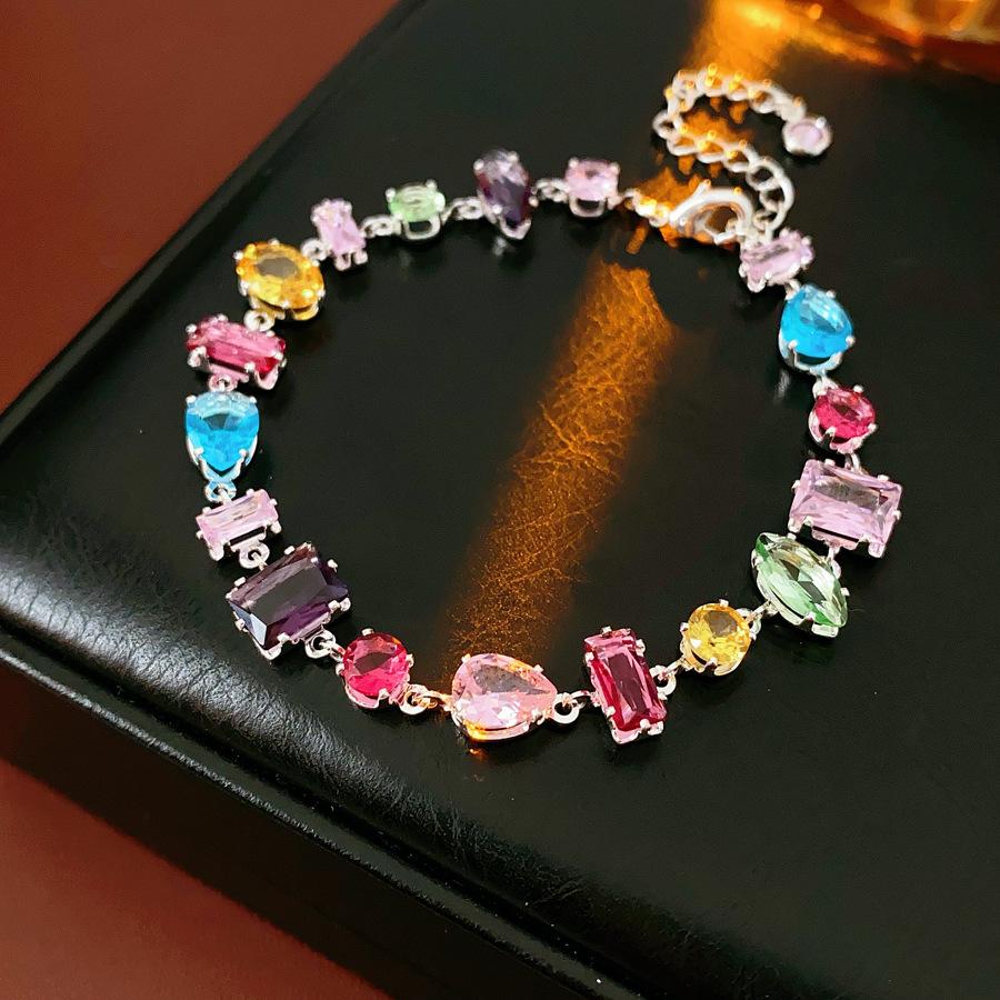 Kolorowe kolczyki wiszące z cyrkoniami w kształcie kropli wody, Luksusowe i wysokiej klasy, Słodka bransoletka, Wysokiej klasy i modny naszyjnik Hand bracelet multikolor
