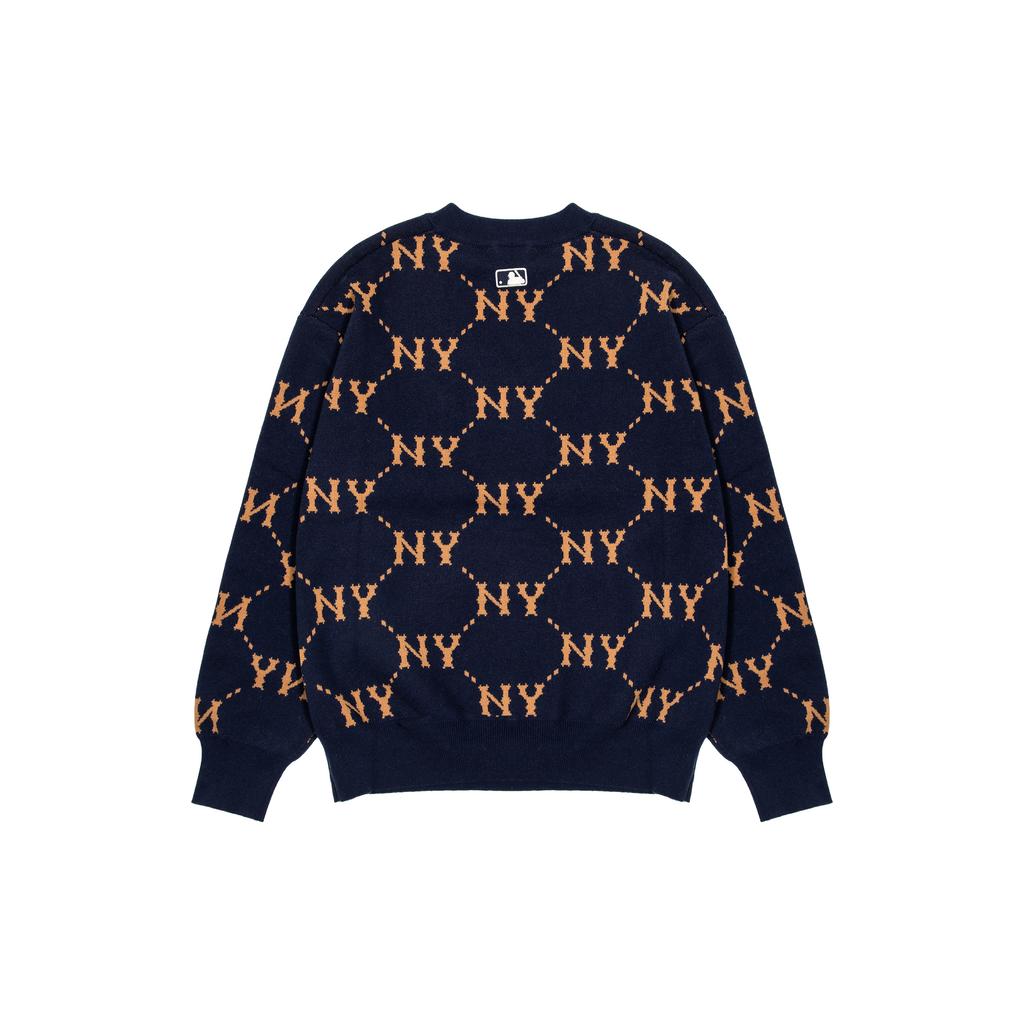 New MLB Old Flower Sweaters Unisex Navy Blue 3AKPM0226-50NYS
