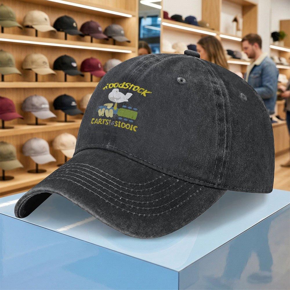 Woodstock Music Festival Washed Baseball Cap Unisex Adjustable Duckbill Hat Lightweight Casual Outdoor Cap Multiple Colors