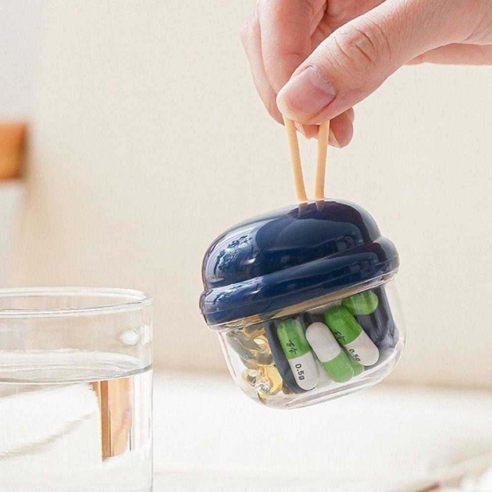 Transparent 4 Grids Pill Cases Visible Pill Box Lightweight Mini Pill Storage Box Travel