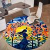 1pc Woman Forest Round Chair mat office Area Rug - Non-Slip, Floor Mat for Office, Bedroom, Ideal home decor gift p0105007