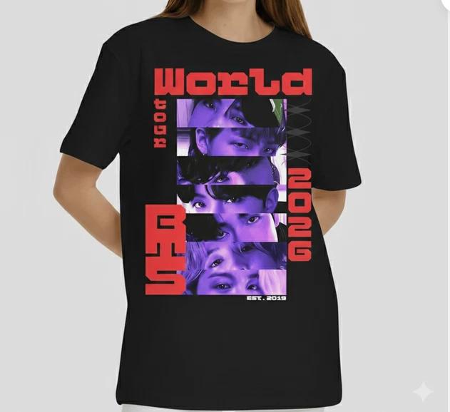 BTS World Tour Music Graphic Shirt 2026 - Unisex Music Lovers - Retro Gift Style L