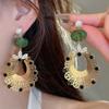 New Arrival Fashion Retro Palace Zircon Resin Pearl Earrings Unique Earrings Luxury High-end Earrings