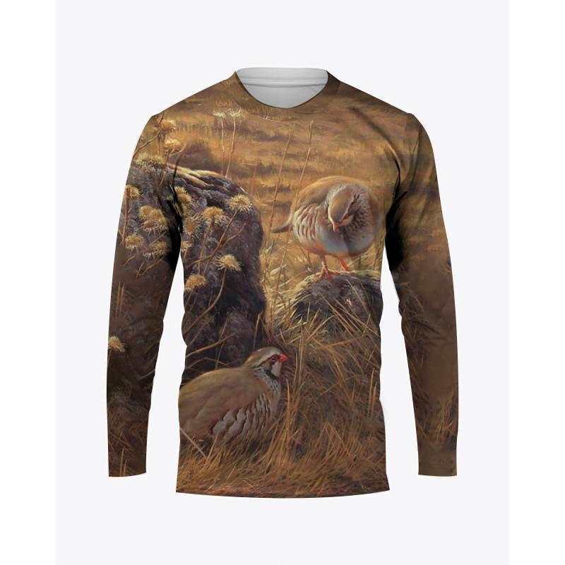 3D Print T Shirt Mens Camouflage Hunting Animals Quail O-Neck T-shirt Casual Long Sleeve Oversized Pullover Fashion Men Clothing