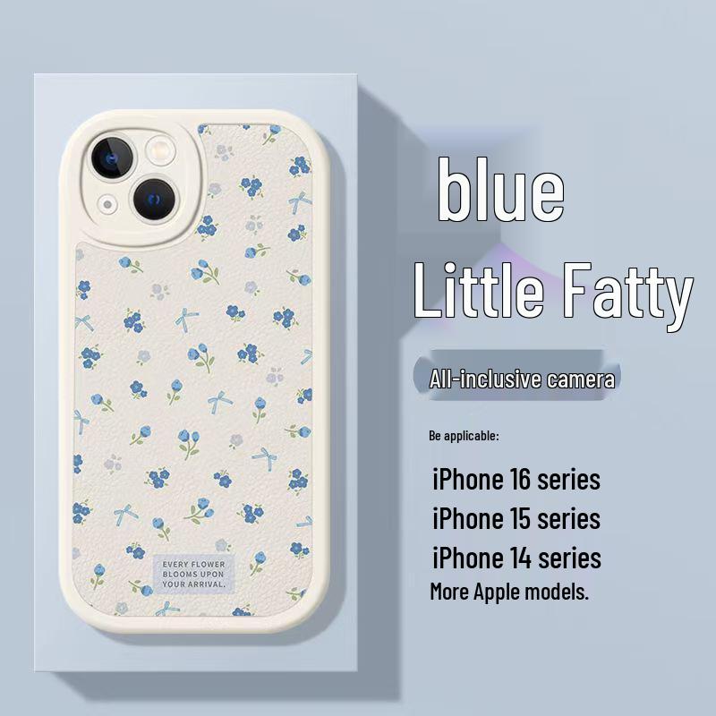 

Cross-Border Blue Floral iPhone 16, 13 Pro Max, 12, 11, X Case – Drop-Proof 8 Plus