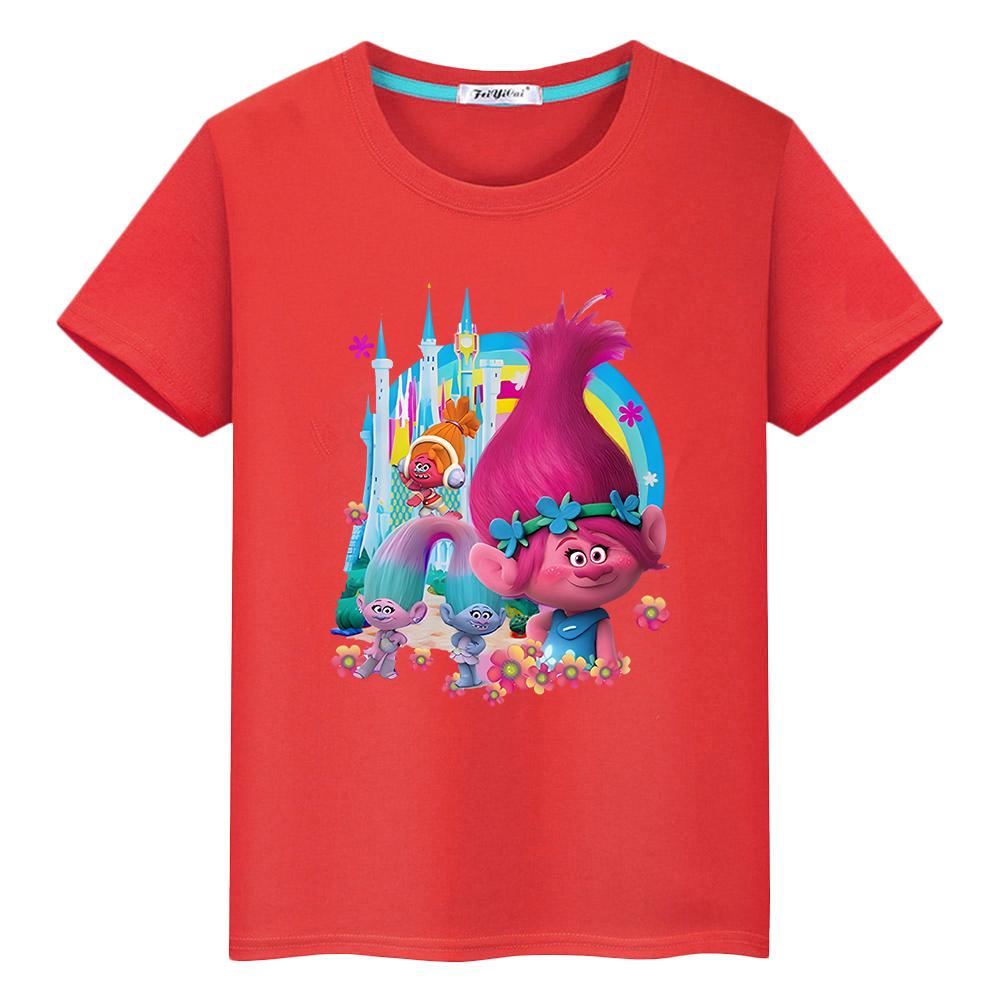 Fantasia Balloon Trolls T-Shirt für Kinder Jungen 10 Jahre Kawaii Oberteile y2k Einteiler Trolls 100% Baumwolle Kurzarm Anime T-Shirts Mädchen Kleidung