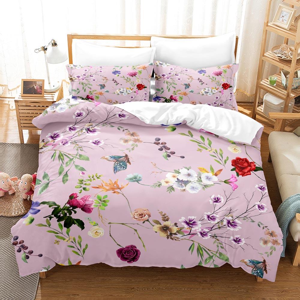 

Comforter Floral Bedding Set 3D Digital Printing 2-3 Pieces Set (No Core) Bedroom Decor Halloween Christmas Gift For Girls Comforter (quilt)-EU Single(135*200cm)3pcs