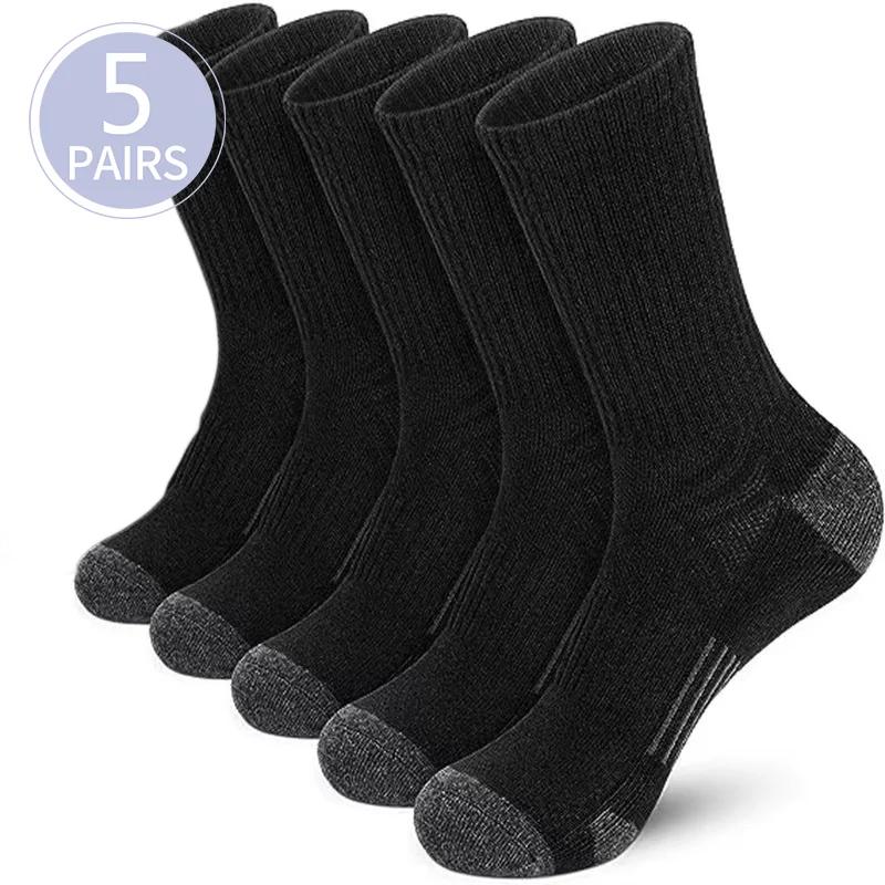 5 Paar Sportsocken für Herren, Sport- und Laufsocken, Wadensocken, gepolstert, atmungsaktiv, Outdoor-Crew-Socken für Männer und Frauen
