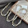 Strong Light Is Round High Quality Artificial Crystal Pearl Mixed Color Maillard Double-Layer Winding Necklace Collarbone Chain