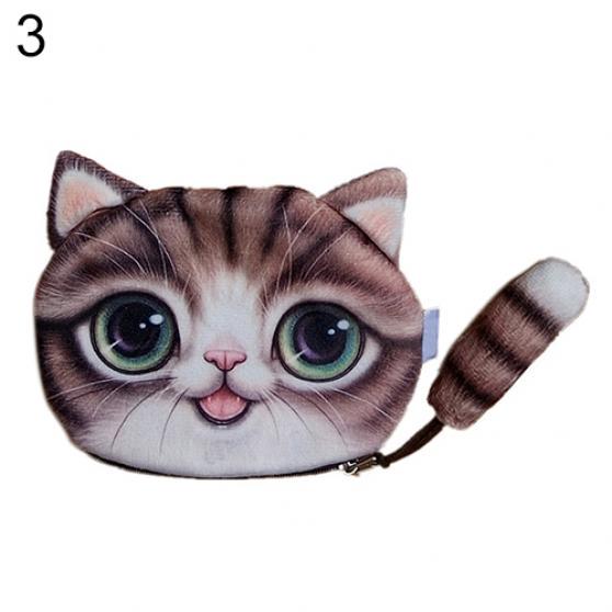 Children Cute Cat Face Tail Coin Purse Kids Wallet Bag Change Pouch Key Holder MIT