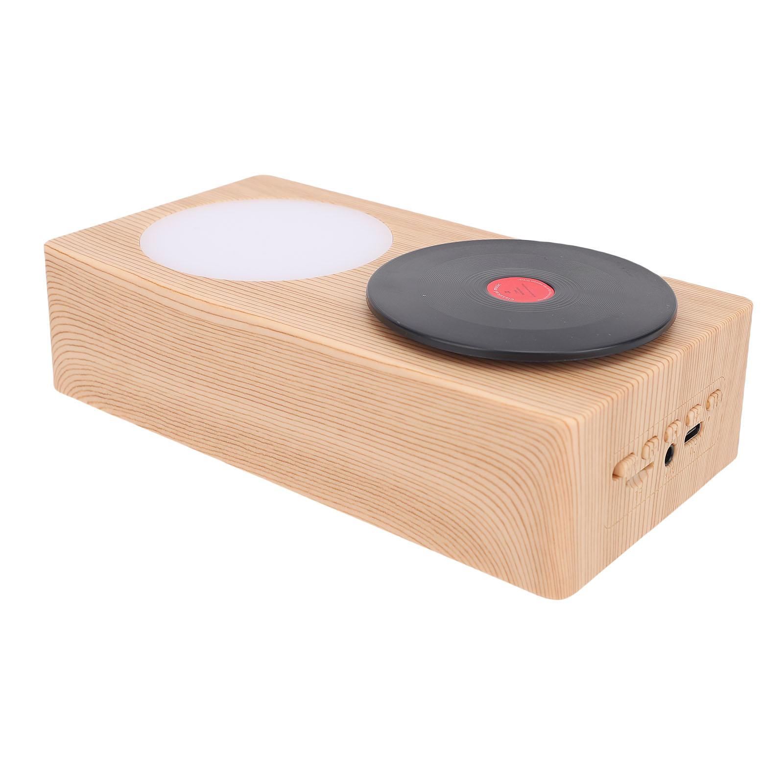 

Record Player Bluetooth Speaker with Night Light Wooden Bluetooth 5.0 3 Modes Portable Wireless Turntable Speaker for