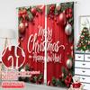 2pcs 2D flat printing Christmas Window Curtains Christmas Ornaments Merry Christmas Happy New Year Fabric Without Electricity