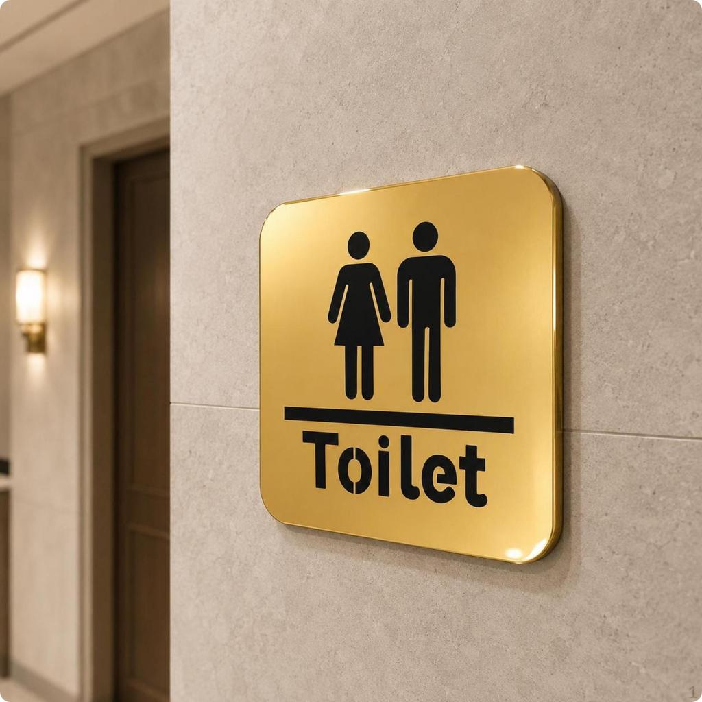 Herren und Damen Toilettenschild Spiegeloberfläche Acryl Dekorative Türplakette Rund Silber