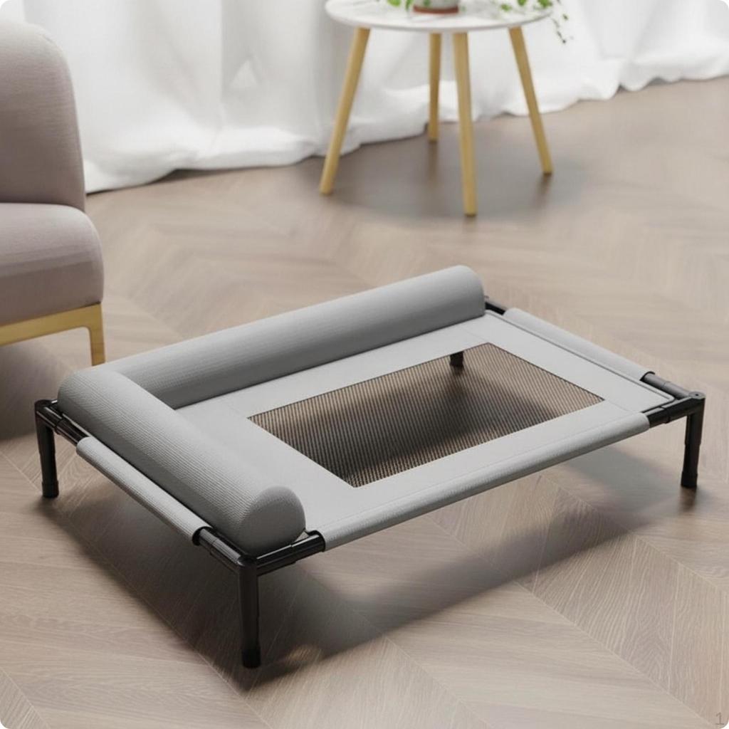 Elevated Pet Bed with Bolster Breathable Mesh Center Padded Ventilated