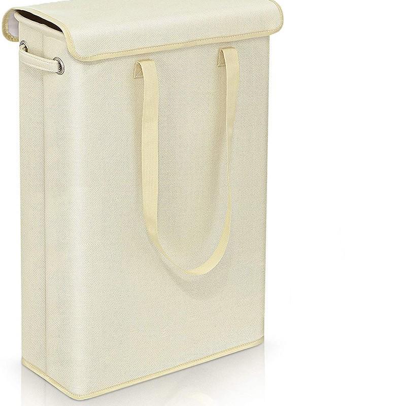 Double-Layer Narrow Strip Laundry Basket with Lid and Handle