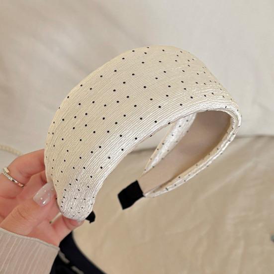 Cerchietto per Capelli da Donna, Fascia Satinata Allargata e Curva con Design a Pois, Vestibilità Comoda per Assottigliare il Viso, Fascia per Capelli per Uso Quotidiano