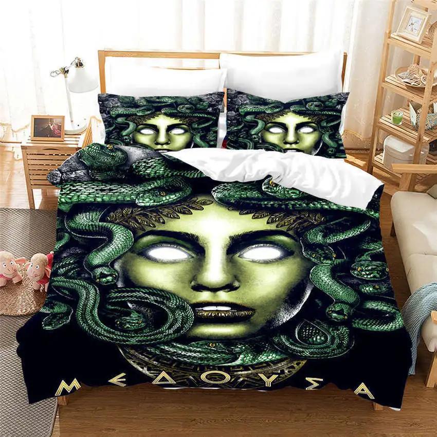 Filtration Facilities Unisex Wonderful Medusa In Myth 3D Soft Duvet Cover Set Grek Mythology Figurine Medusa Themed Beding Sets Ful/Quen Sized Dimensions Warm Comforter Cover