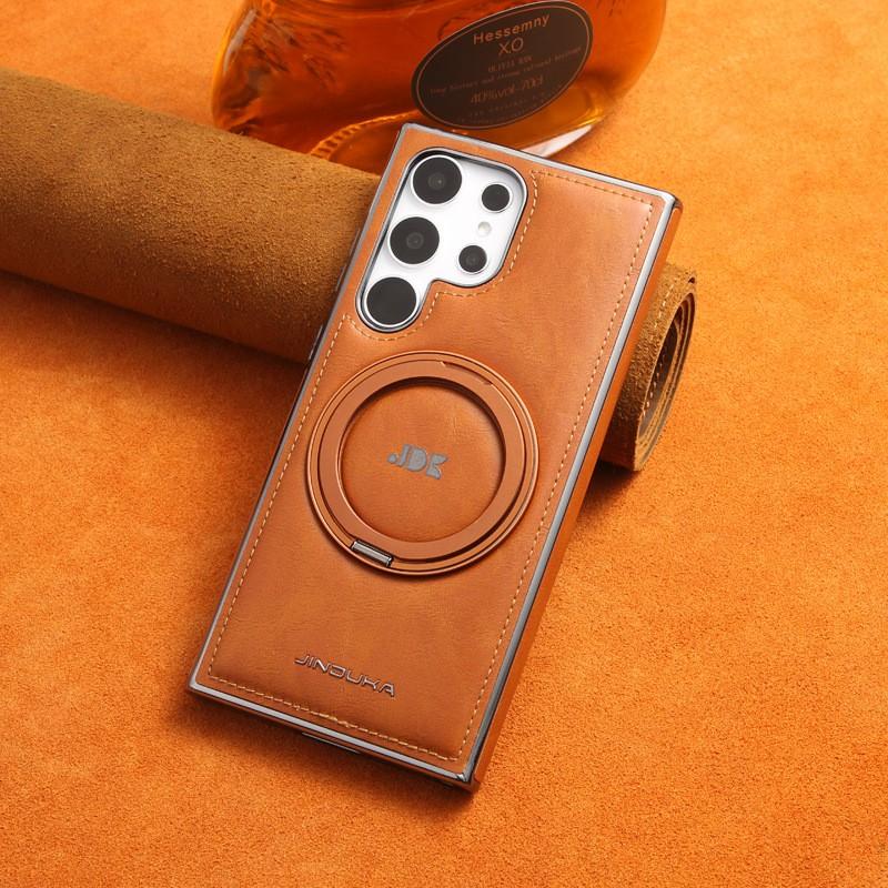 Case Galaxy S24 Ultra S23 Plus 360 Rotating Stand Magnetic Leather Business Cover