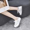 Little White Shoes Women's Shoes Spring and Summer Cowhide Mesh Single Shoes Flat Baseplate Shoes Lace-up Casual Shoes