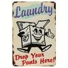 Tinplate ArtHEMITONG Laundry Drop Your Pants Here Metal Sign Vintage Garage Wall Decor Rat Rod Stickers