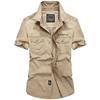 Summer Men‘s Tooling Shirt Breathable Sweat-Absorbent Cotton  Short-Sleeve Men Soft Solid Color Turn-Down Collar Shirts Plus Size