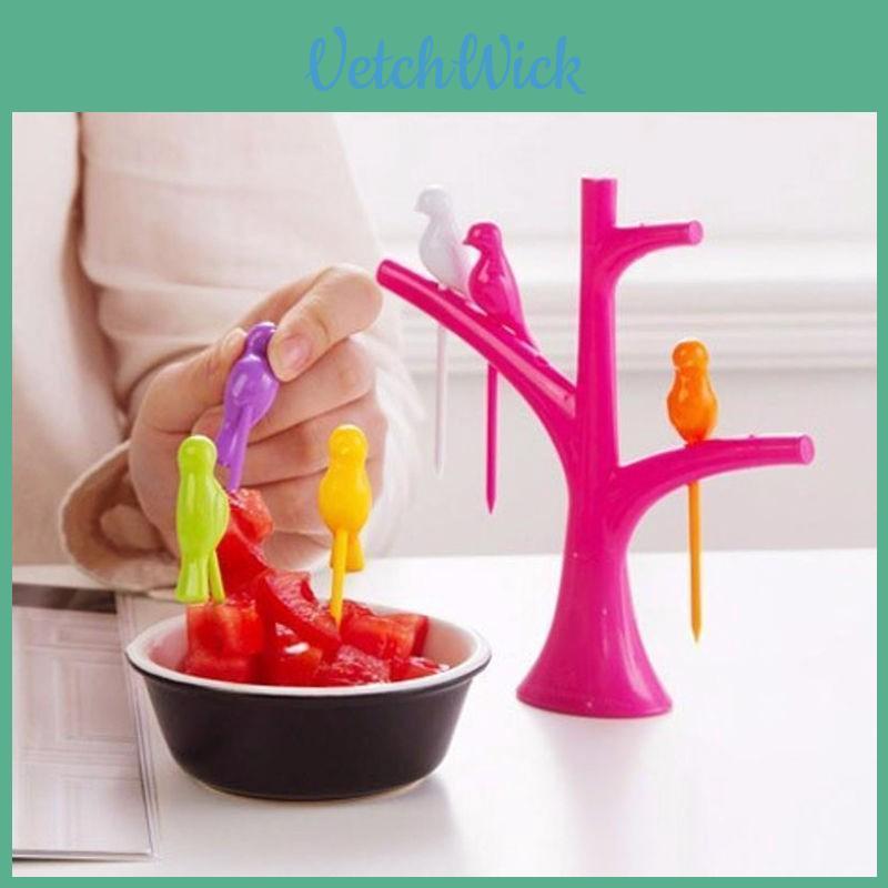 Creative Fashionable Treetop Bracket Bird Fruit Fork With Beautiful Colors And Lovely Style