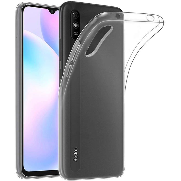 Case and Neck Strap for Xiaomi REDMI 9A - Transparent Soft TPU Adjustable Black Cord Phonillico®