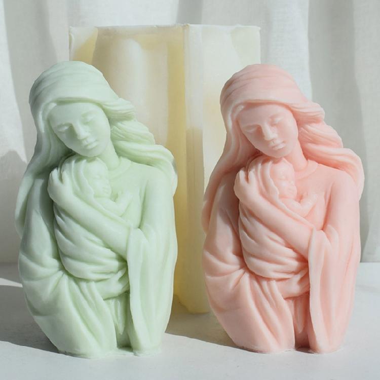 Mommy Holding Child Silicone Moulds Mom Holding Baby Candle Molds Epoxy Resin Molds Plasters Molds for Candle Making