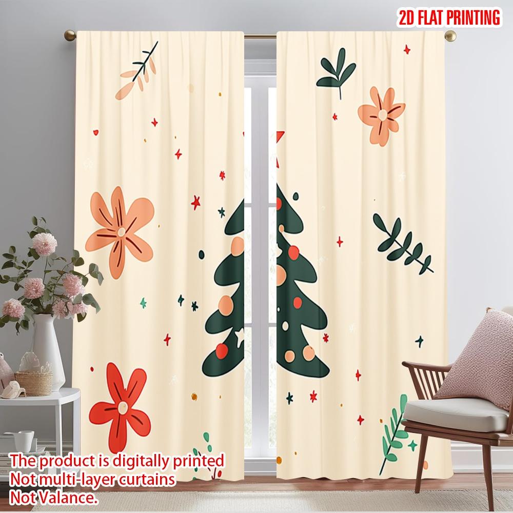 

2 шт., 2D печать на шторах, Популярная праздничная елка со звездами (2) 100% полиэстер (без удилища) Арт-деко Праздничный Идеальный 52.50×116.00 CM 2pcs