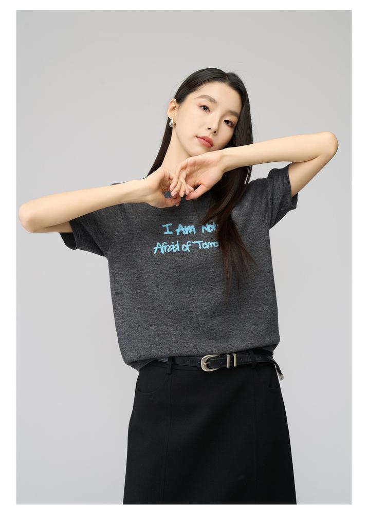 Casual Simple English Knitted Shirt Women's Interior T-shirt Versatile Base Shirt