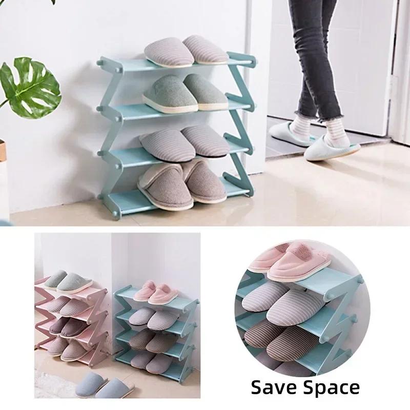 1/2 PCS Stainless Steel Combination Shoe Rack Multifunctional Home Storage Rack Multi-layer Shoe Storage Rack