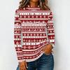 Women's Casual Knit Long Sleeve T-Shirt with High Neck Christmas Print