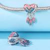 Original Copper Charms Luxury Heart Purple-Blue Feathers Beads Fit Bracelet Diy Women Making Delicate Gift