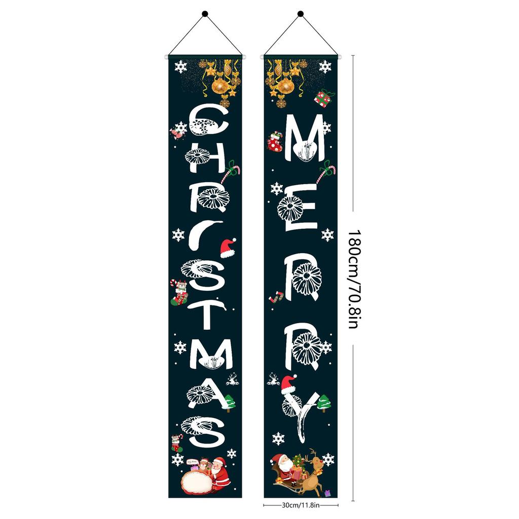 Weihnachts-Außendekorationen 1 Paar Weihnachtsbanner Nussknacker Soldat Banner Santa Schneemann Frohe Weihnachten Tür Veranda Dekor 2024