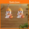 Cartoon Themed Halloween Ghost Milk Tea Pumpkin Pattern Women Acrylic Earrings