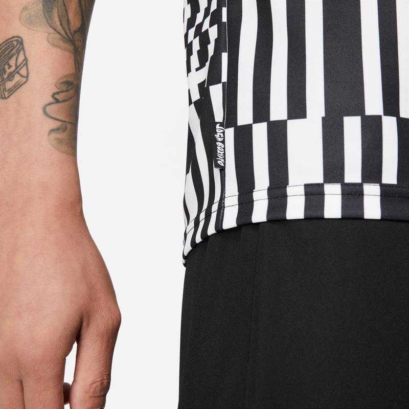 Nike Dri-Fit Geometric Pattern Casual Crew Neck Short Sleeve Soccer Jersey Men Tops Black White CZ0975-100