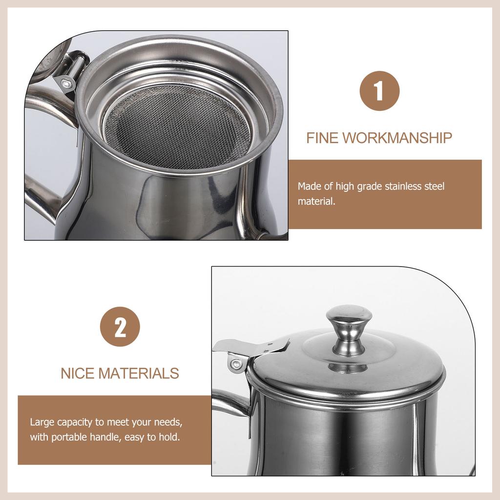 Edelstahl-Öltopfbehälter mit Sieb, Einspritzdüse, Fettflasche und Olivenfilter, Vorratstankhalter