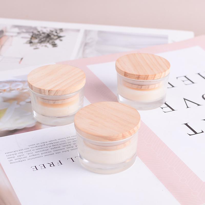 Transparent Cup Low Temperature Candle Glass Cup with Wooden Lid SM Low Temperature Candle Valentine's Day Flirting Dripping Wax Candle