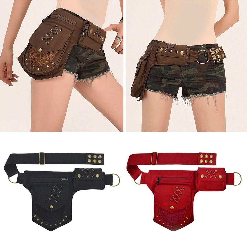 Fashion Cotton Belt Waist Packs Adjustable Strap Multi-functional Phone Pouch Vintage Travel Crossbody Bag Outdoor