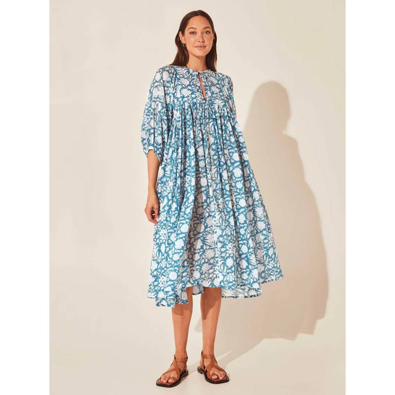 Vestido de Verano Floral con Corte Holgado y Cinturón de Lazo para Mujeres Casual