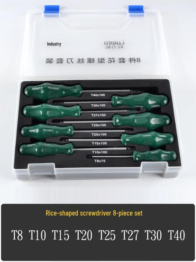 Plum Cross, Star, Spline, Hex Screwdriver Set: T15, T20, T25, T27, T30, T40