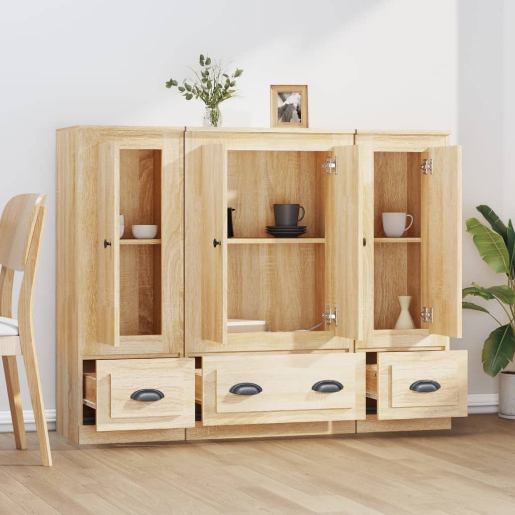 Tall Cabinets, 3 Pcs., Sonoma Oak, Wood-Based Material