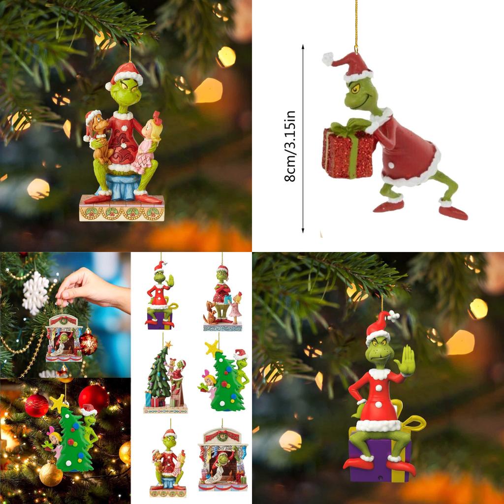 Fun Grinch Hanging Decoration Acrylic Christmas Tree Ornament For Car Interior Styling