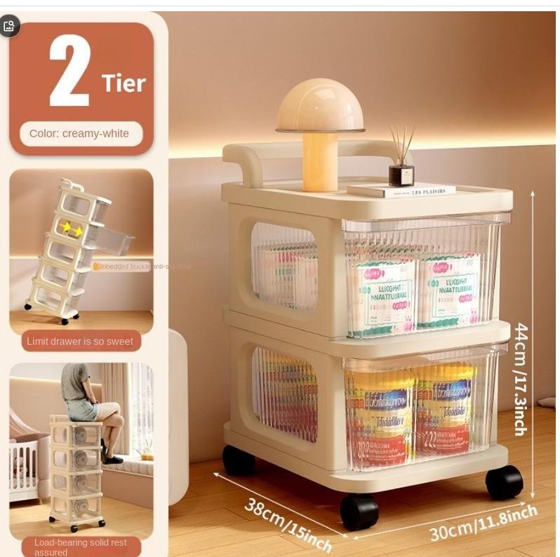 2-уровневый Прозрачный Тележка-Ящик Акриловый Разный Ящик Мобильный Кухонный Хранение Стеллаж для Хранения Стеллаж для Закусок Тележка