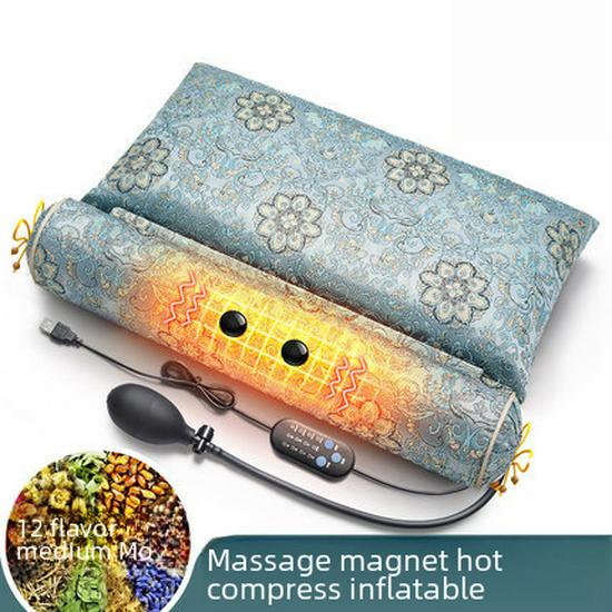 Heated Massage Compress Neck Pillow with Wormwood for Sleep and Cervical Support