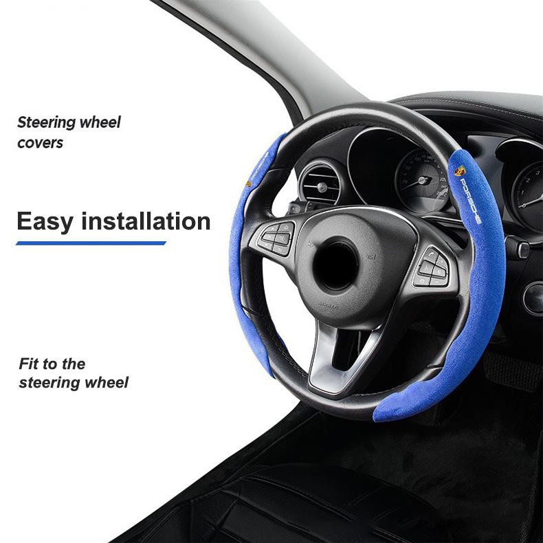 Suede D Shape Car Breathable Steering Wheel Cover For Porsche Panamera Cayenne Taycan 911 718 Macan Carrera-GT 928 944 Accessory